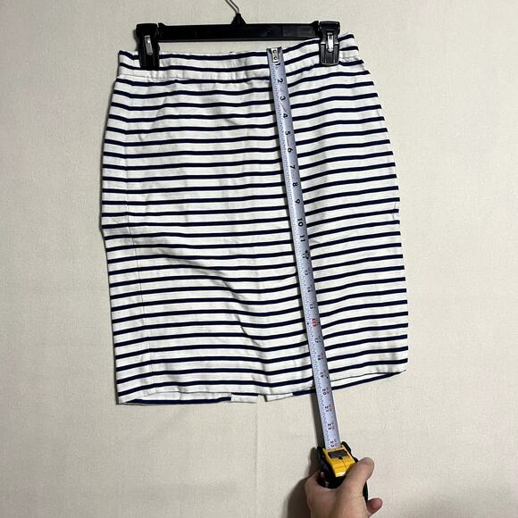 J. Crew The Pencil Skirt Black White Stripe Knit Cotton Knee Length - Size 0 - Picture 5 of 7